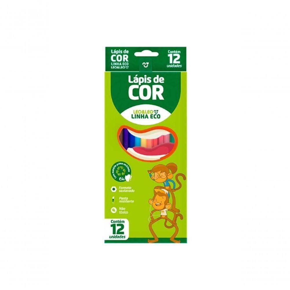 Lápis De Cor Eco 12 Cores Sextavado Cores Diversas