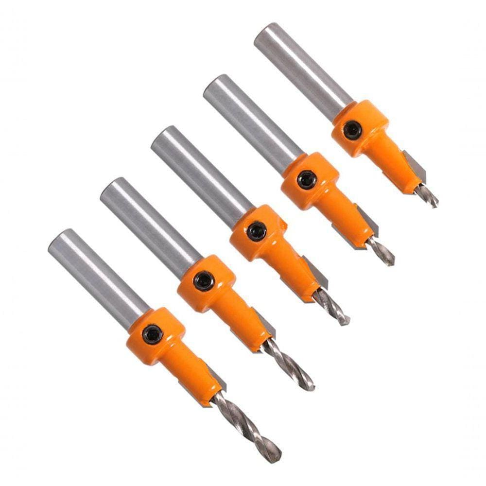 Kit 5 Broca 8mm Rebaixo De Parafuso Em Madeira Com Limitador
