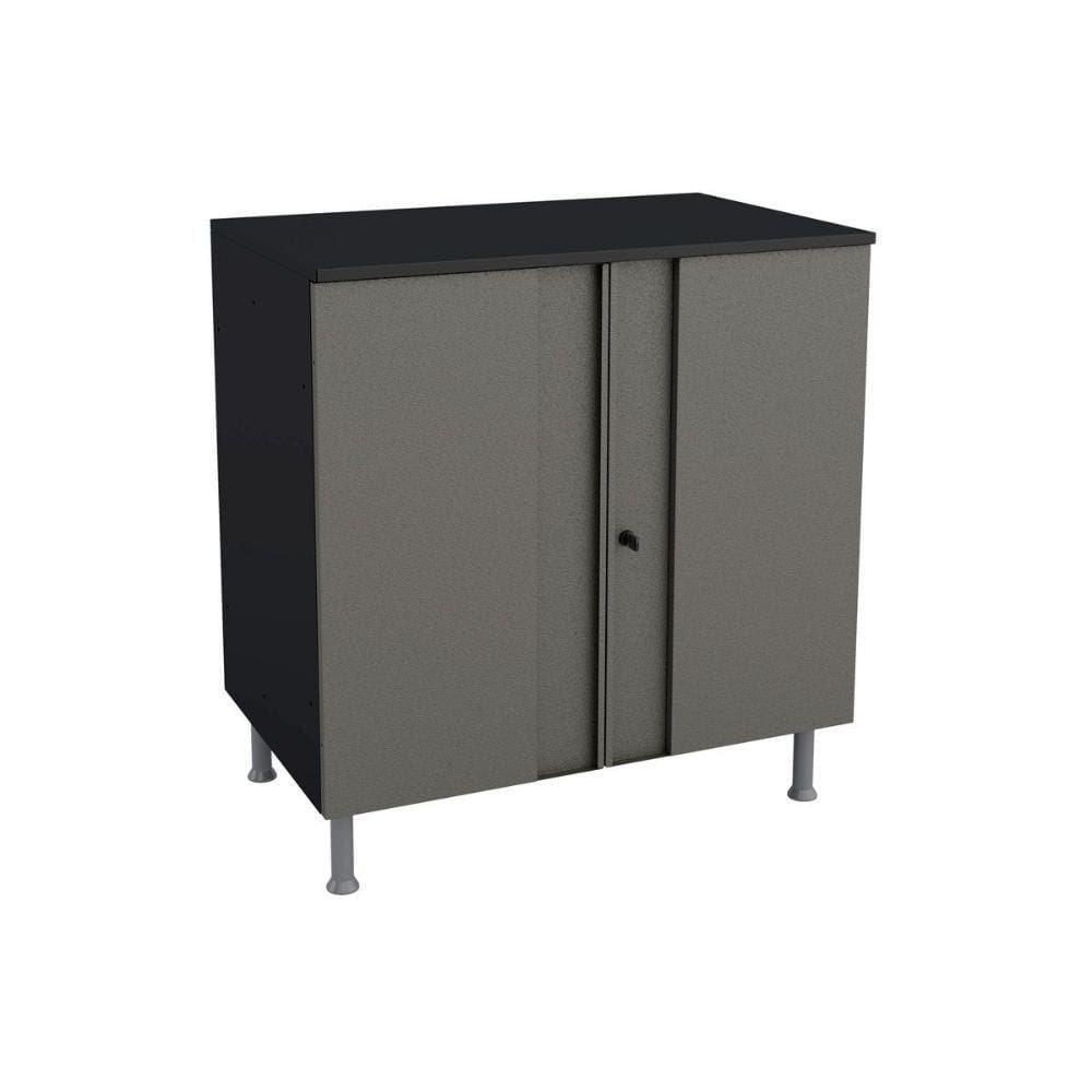 Bancada Multiuso p/ Área Serviço Balcão Multibox Aço 2 Portas c/Chave c/Tampo 80cm Preto/Cinza - Telasul