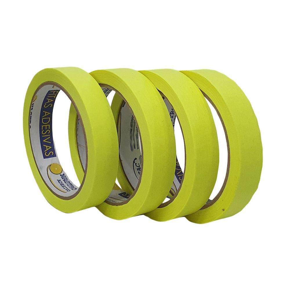 Kit De Fita Crepe Colorida Neon Com 4 Rolos De 18mm X 30m