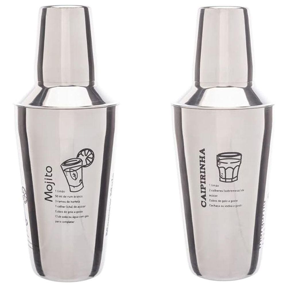 Coqueteleira de Aço Inox com Receitas 500ml - LYOR