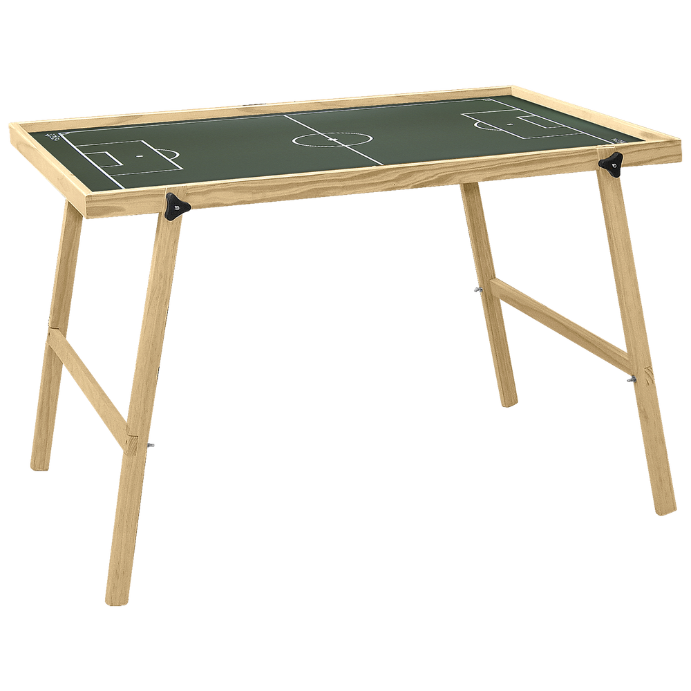 Jogo Mesa Campo Futebol de Botão Verde Infantil 100x70cm com Pernas Madeira Duratex Pinus Natural