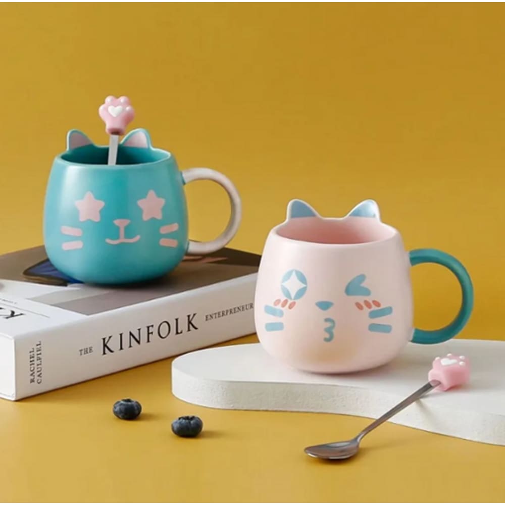 Caneca de Porcelana Gatinho com Orelhas 450ml - Verde