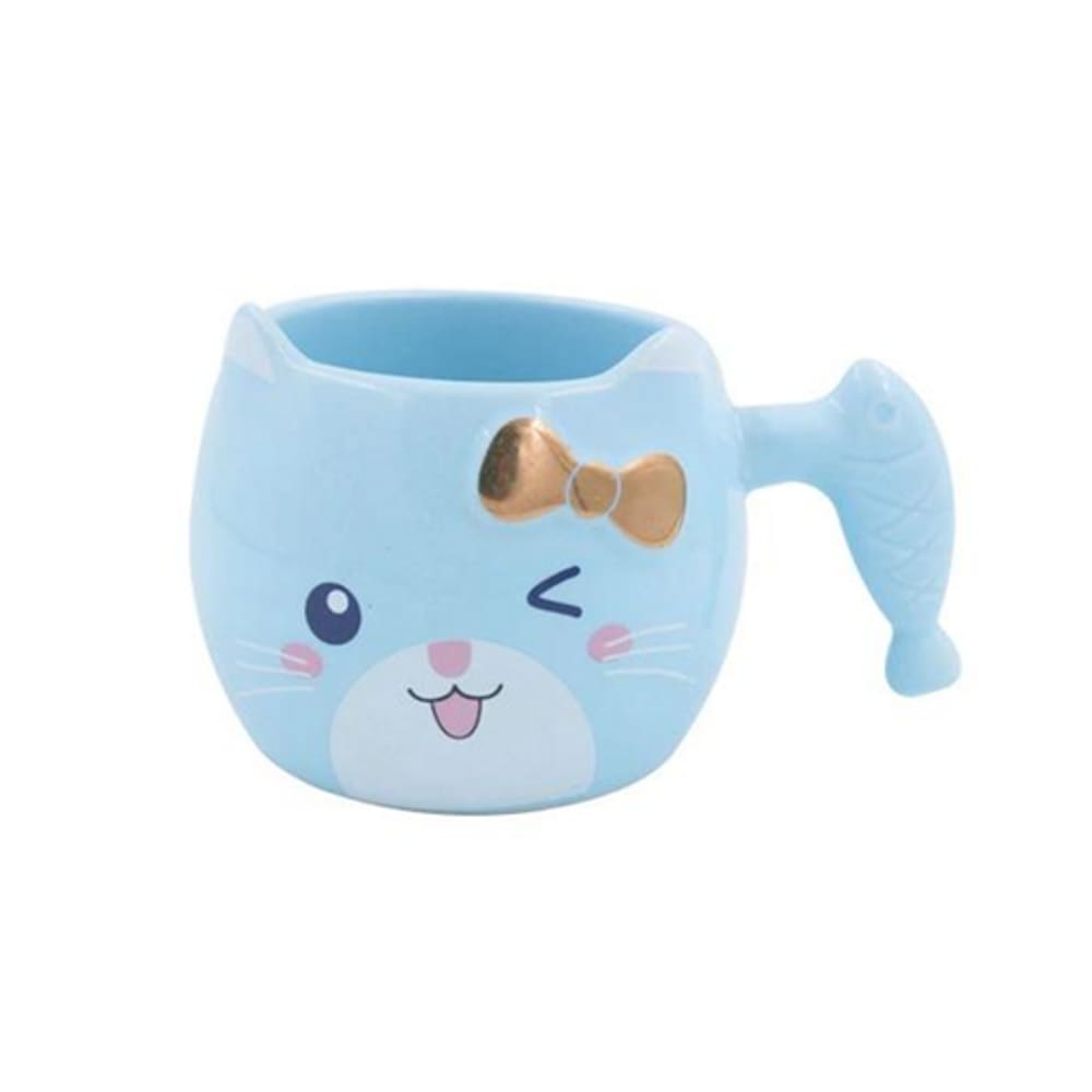 Caneca de Porcelana Cat Loves Fish - Azul