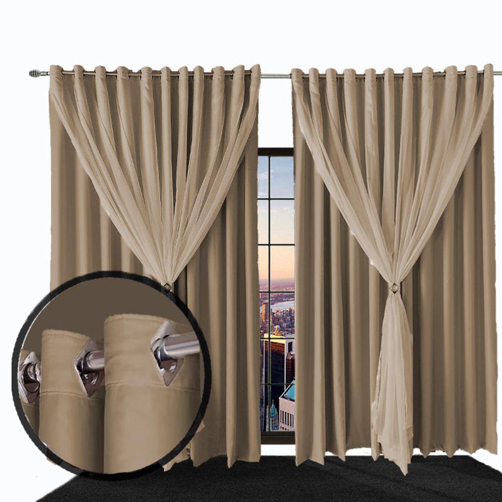 cortina blackout ana corta luz 8,00 x 2,90 quarto marrom