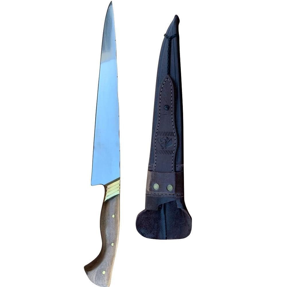 Faca Javalizeira 10 Pol - Inox - Bainha Couro - Artesanal