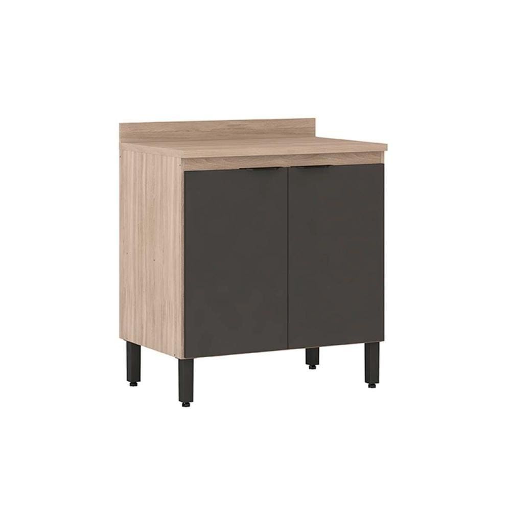 Balcão de Cozinha Firenze 2 Portas 80cm Avena/Grafito - Demóbile