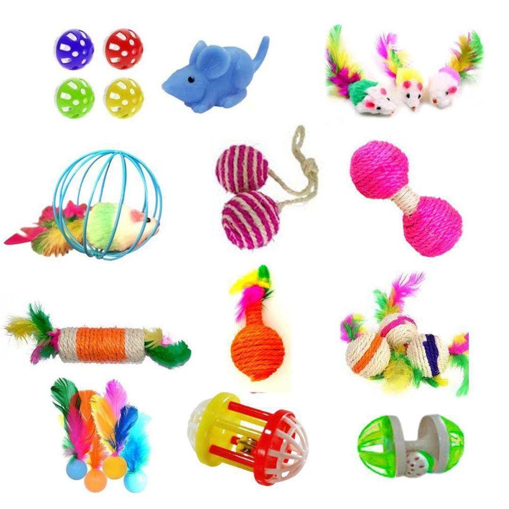 Kit De Brinquedos Interativos Para Gato - Kit Com 12 Itens