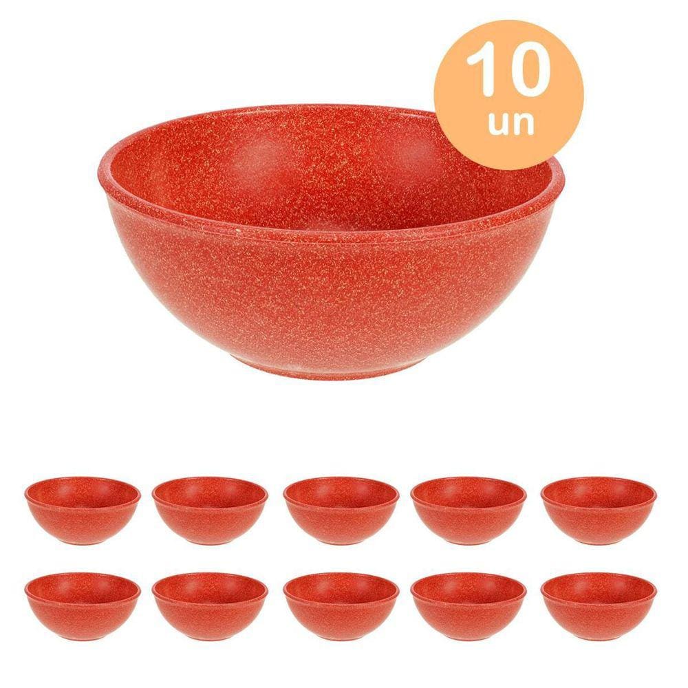 Kit 10 Tigelas Vermelhas 500ml - Ideal para Sopas e Caldos