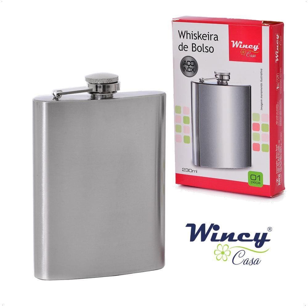 Cantil Aço Inox De Bolso 230Ml Whisky Frasco Garrafinha Dose