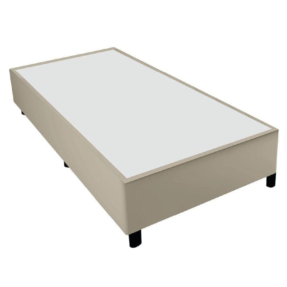 Base Cama Box 79x198x38cm Bege Suede Veludo Prince Bege