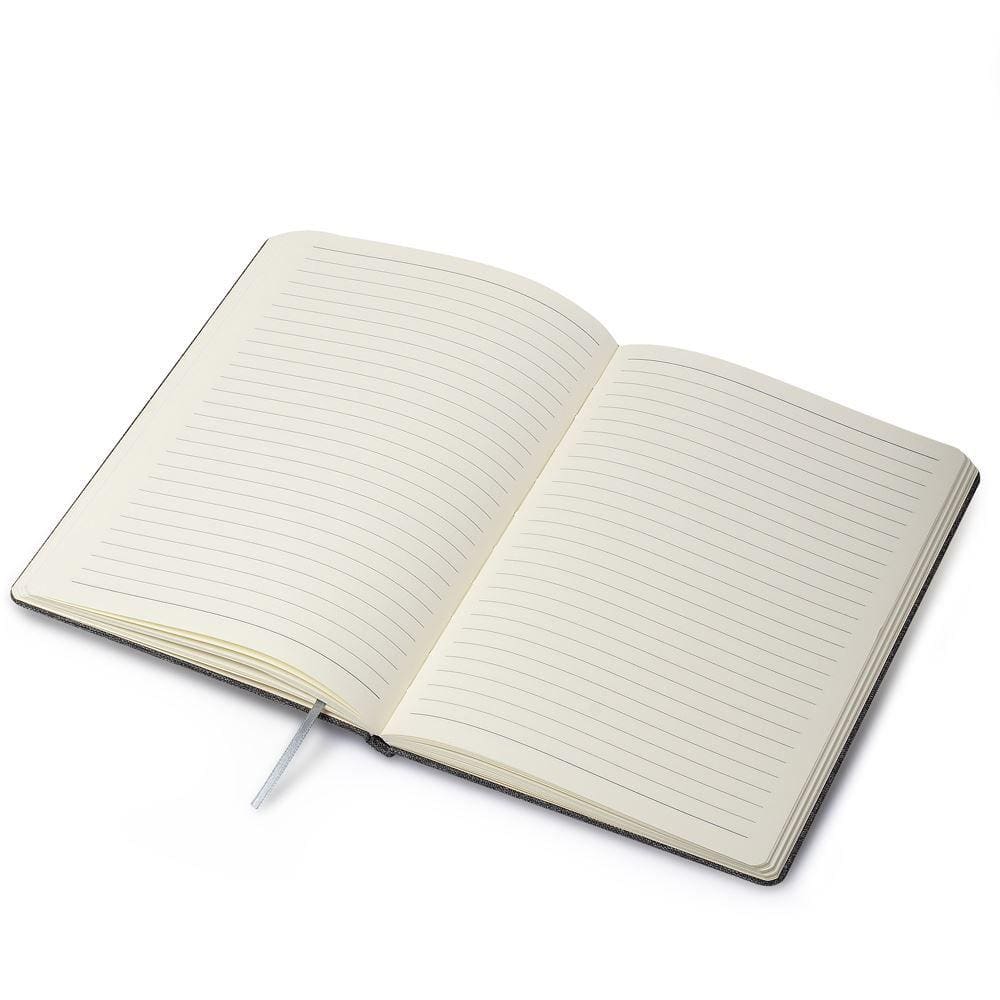 Caderno Com Capa Dura em Bambu com Suporte de Caneta Cinza