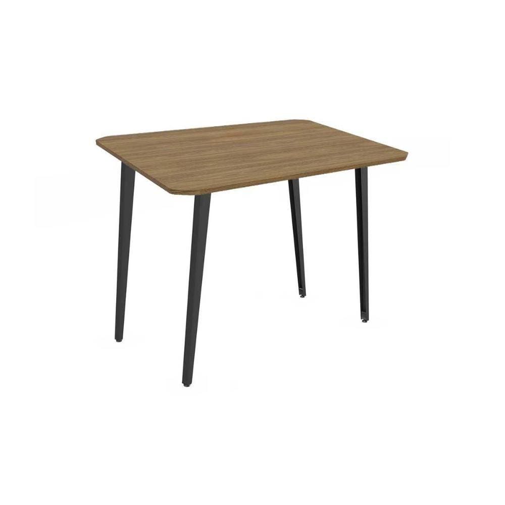 Mesa de Sala Jantar Iguaçu Aço c/Tampo Madeirado 90x90cm Preto Fosco/Nogueira - Kappesberg