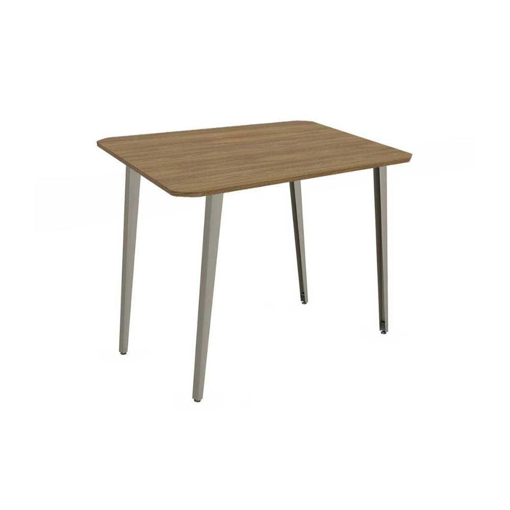 Mesa de Sala Jantar Iguaçu Aço c/Tampo Madeirado 90x90cm Niquel/Nogueira - Kappesberg