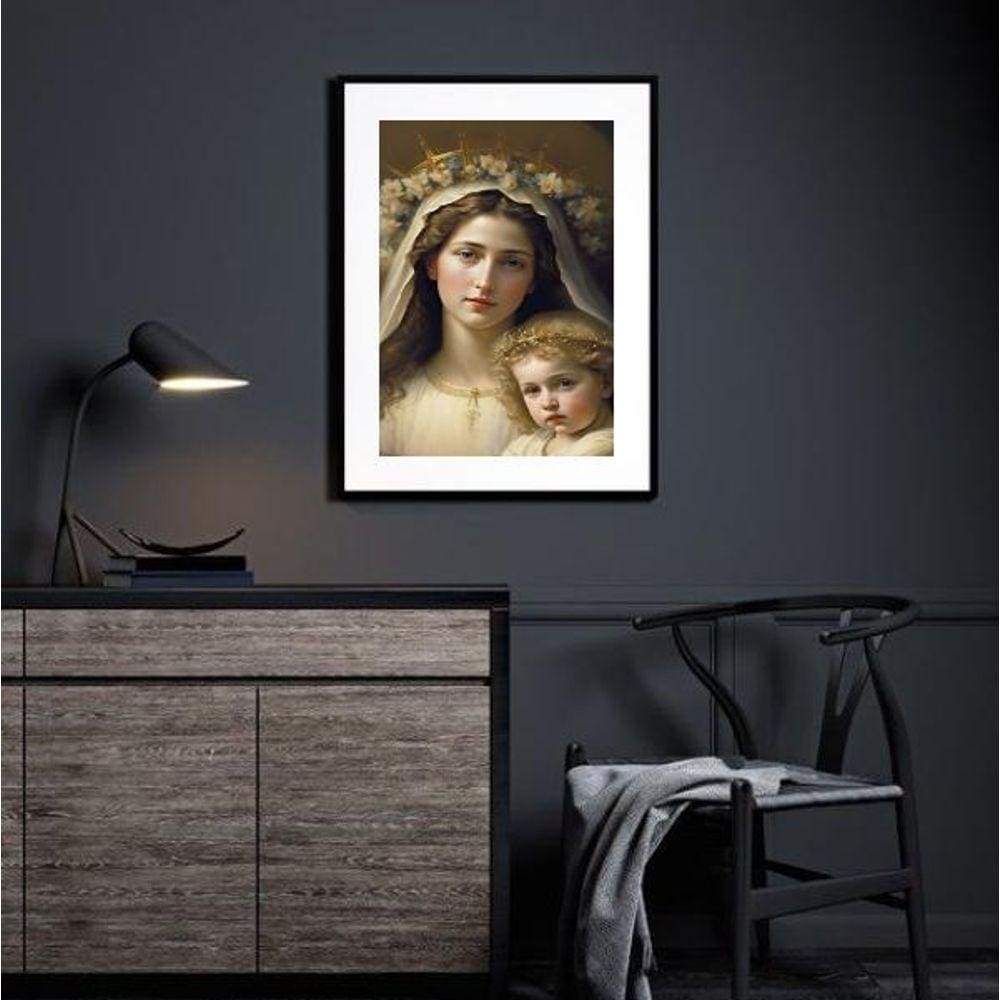 Quadro Virgem Maria Com Menino Jesus - 60X48Cm