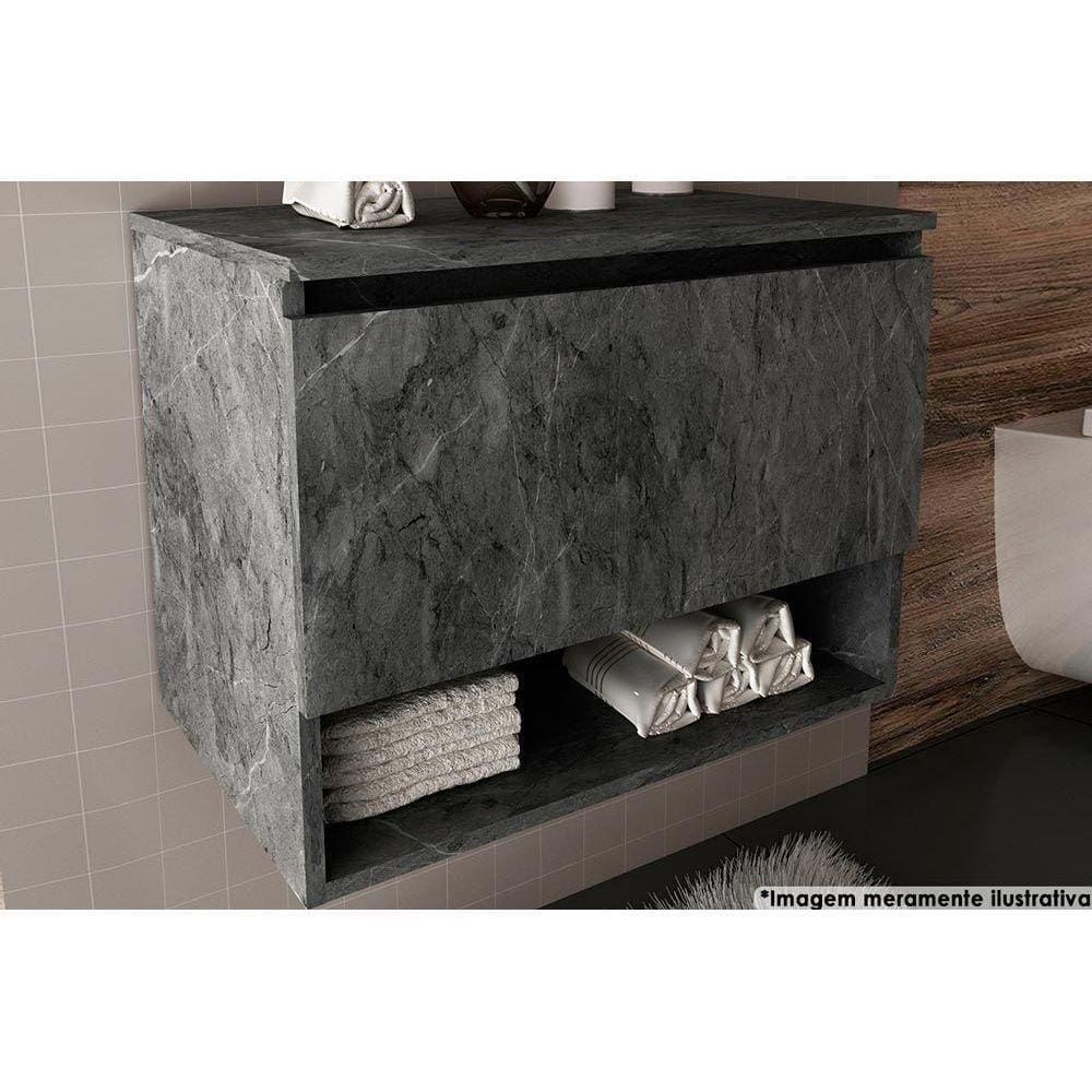 Bancada de Banheiro Suspenso BN3606 1 Porta cor Mármore Lunar - Tecno Mobili