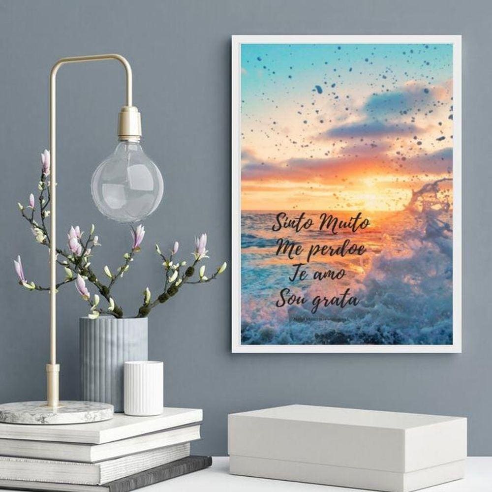 Quadro Decorativo Ho` Oponopono Mágico- Mar 45X34Cm