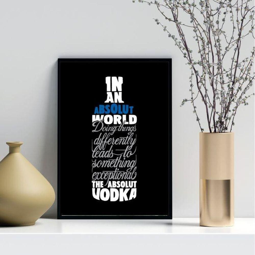 Quadro Decorativo Garrafa De Vodka 45X34Cm - Com Vidro