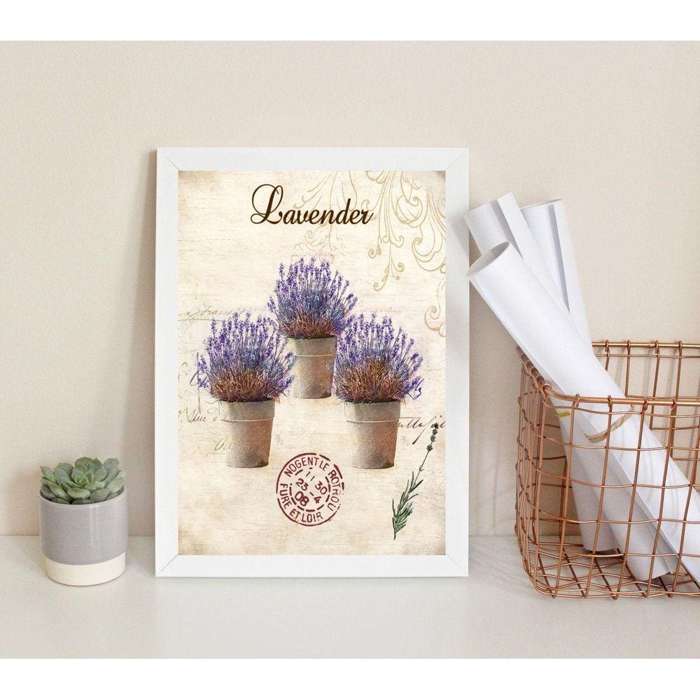 Quadro Decorativo Vasinhos De Lavanda 24X18Cm - Com Vidro