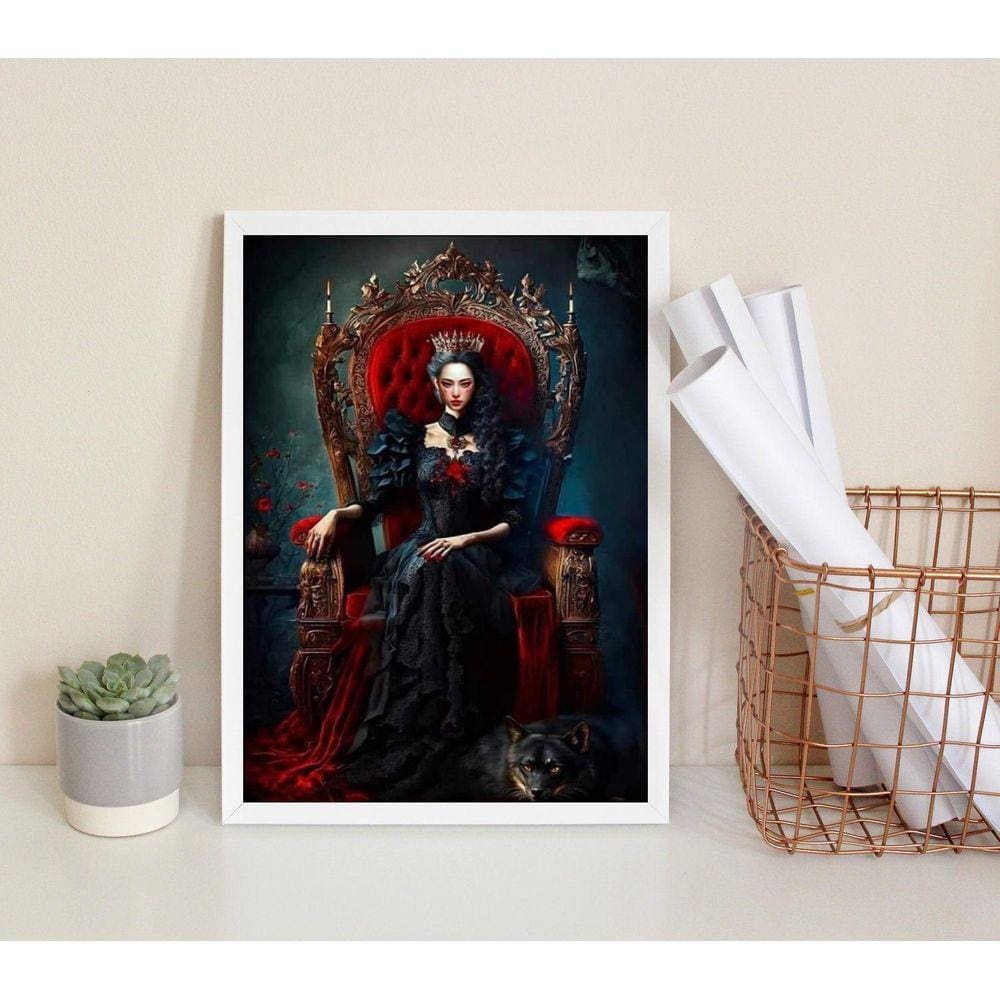 Quadro Pomba Gira Rosa Vermelha 24X18Cm - Com Vidro