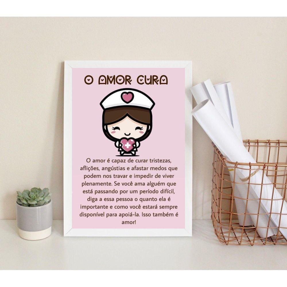 Quadro Decorativo Reflexão O Amor Cura 45X34Cm