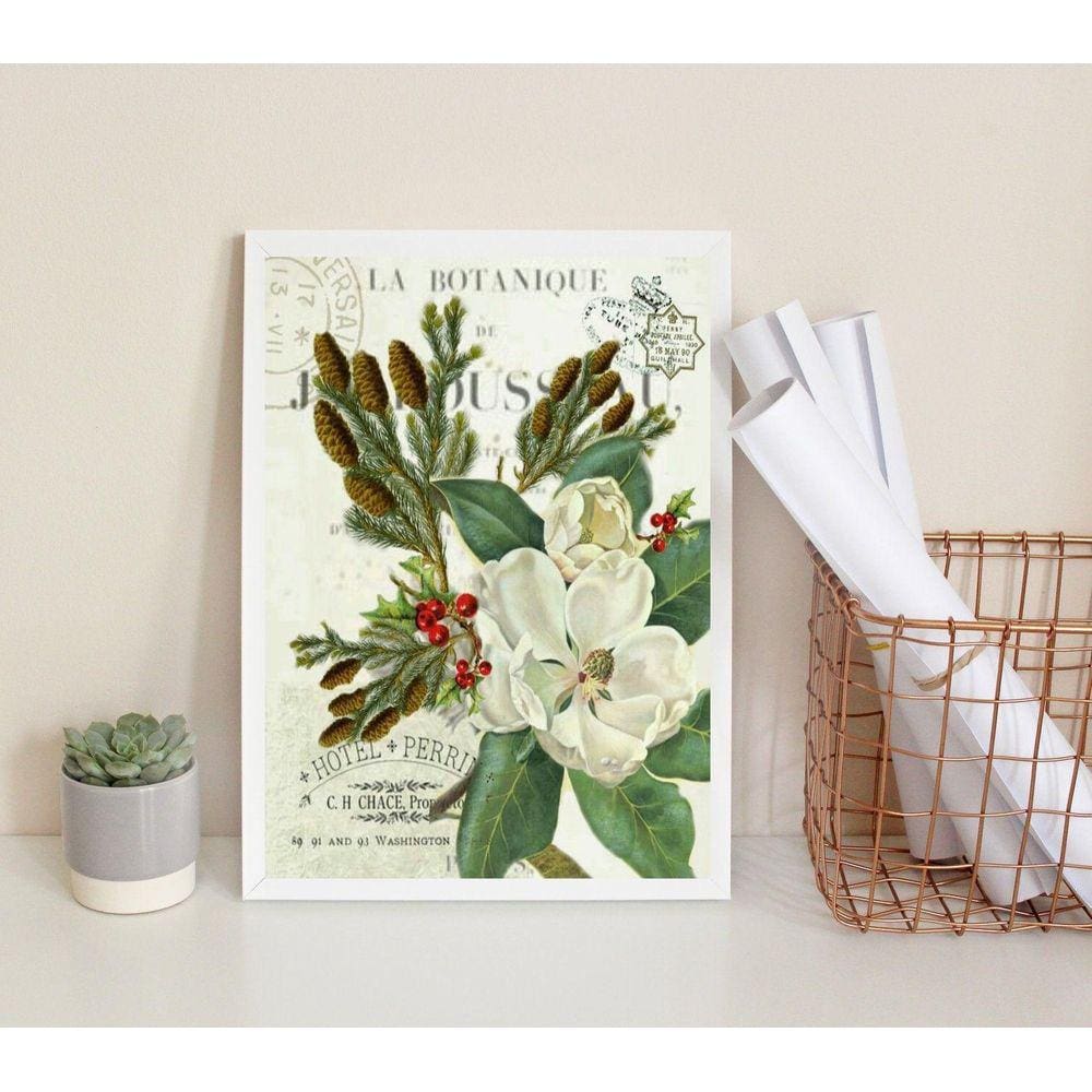 Quadro Decorativo Vintage Magnólia 24X18Cm