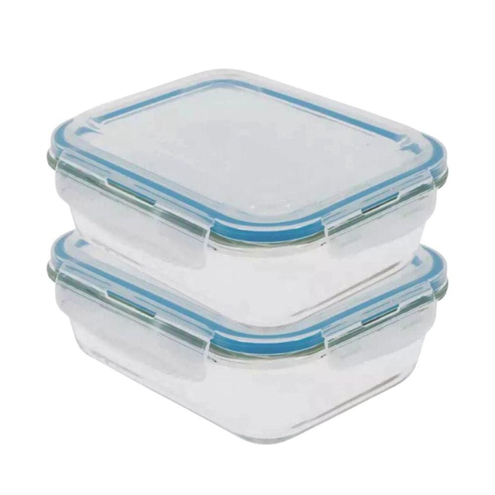 Kit 2 Potes Hermético De Vidro Borossilicato Marmita 550Ml