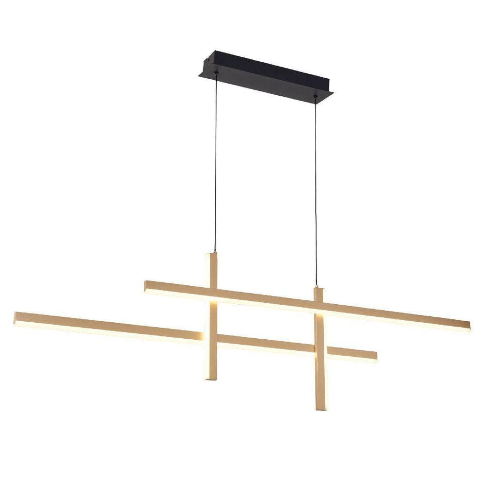 Pendente Moderno Led Dourado Ashi 1,20M Nordecor