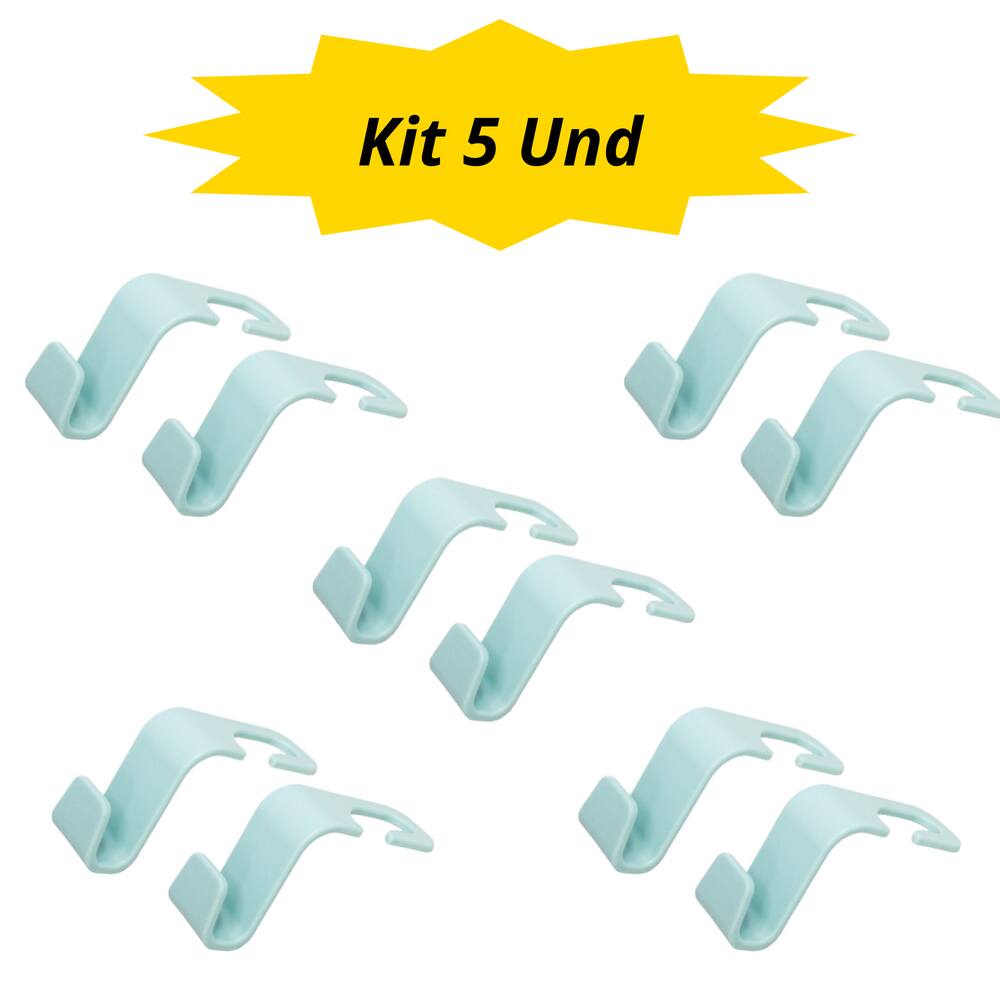 Kit 5 peças Cabide Gancho de Plástico Encosto Carro 2 peças