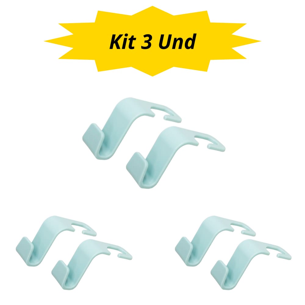 Kit 3 peças Cabide Gancho de Plástico Encosto Carro 2 peças