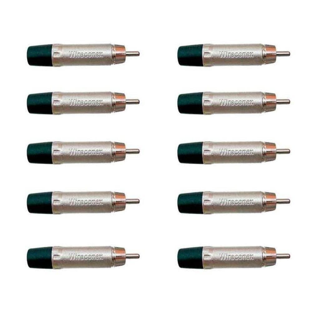Kit Conector Plug Rca Macho Wc 1212 Bk 10Un Wireconex - P