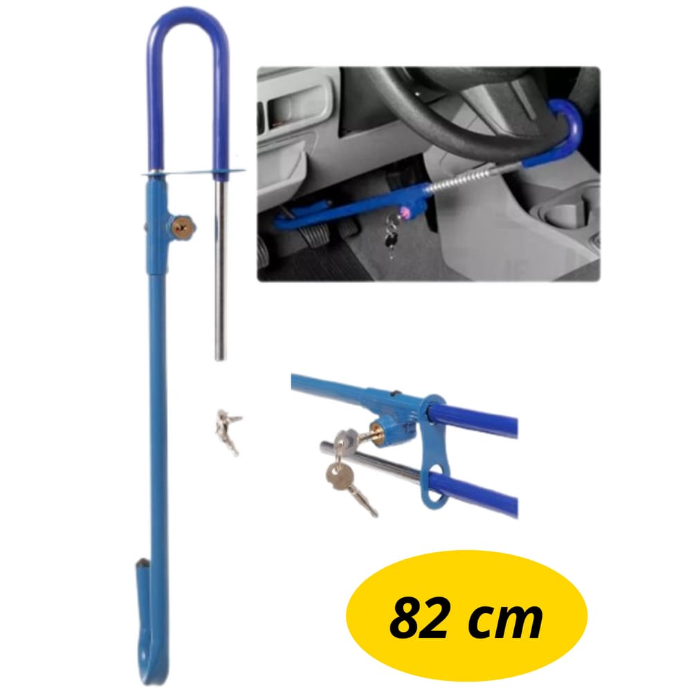 Trava Anti-Furto para Pedal e Volante - 2 Chaves - 82 cm