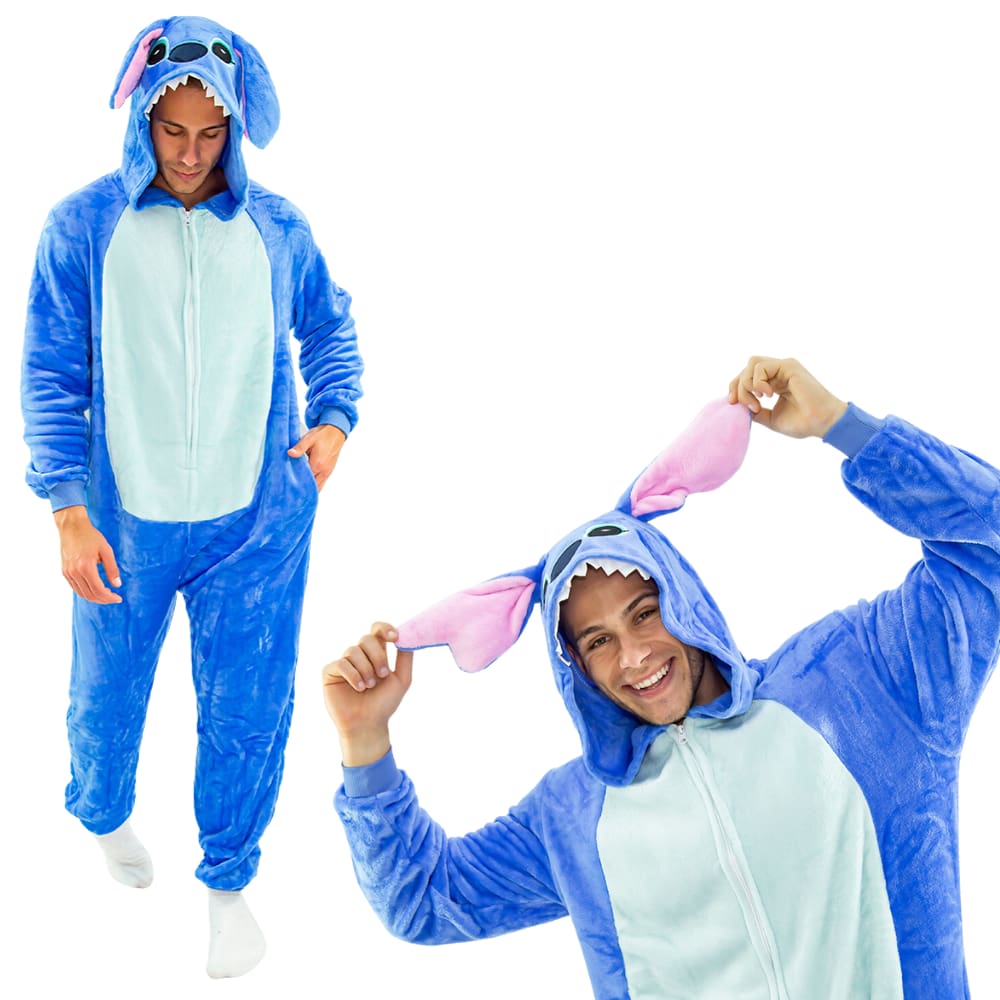 Stitch Macacão Kigurumi Pijama Roupa Fantasia Cosplay Inverno Adulto Oficial Disney