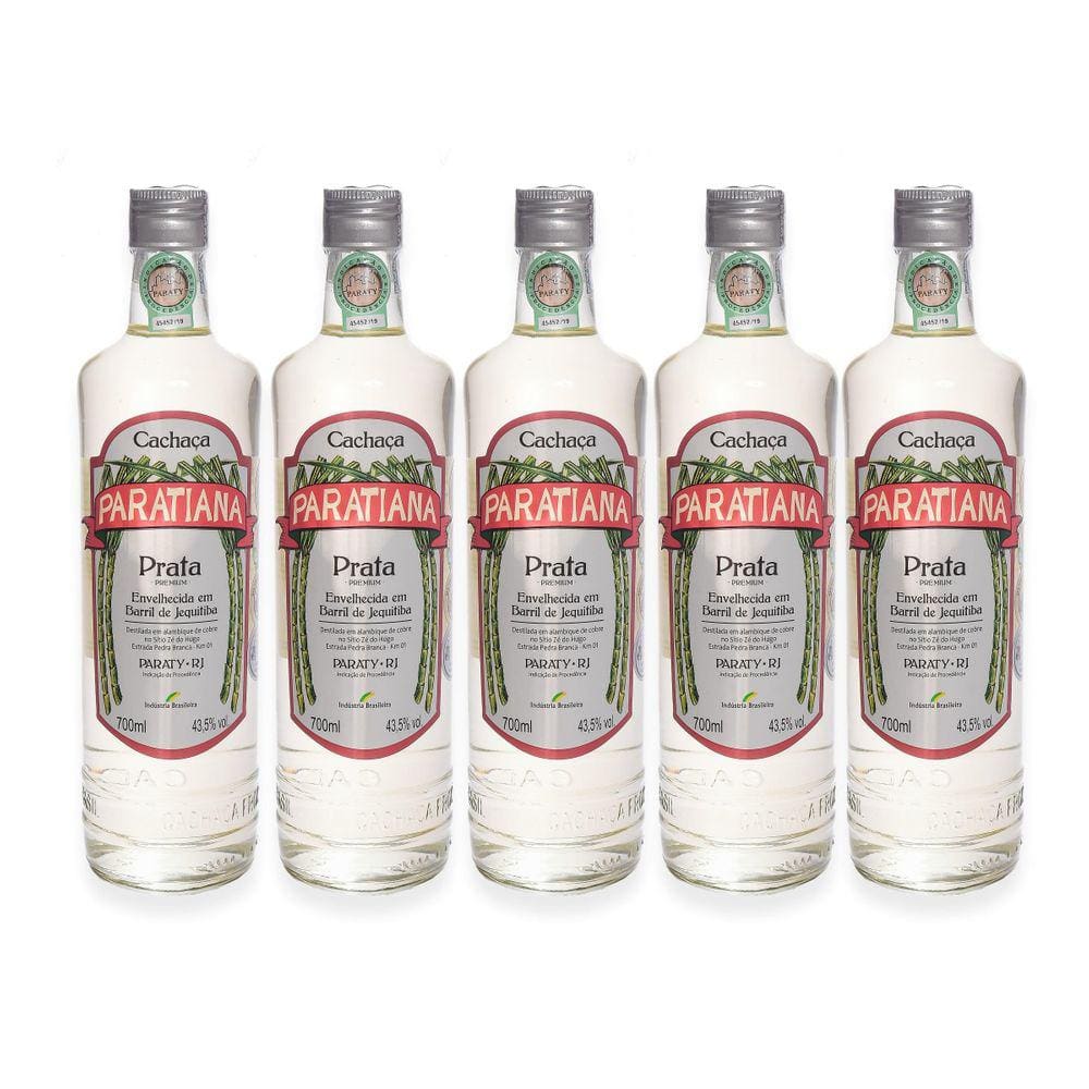 Kit 5 Cachaça Prata Paratiana 700 Ml