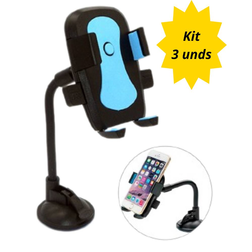 Kit 3 und Suporte Automotivo 360º Celular GPS Ventosa Mod 2