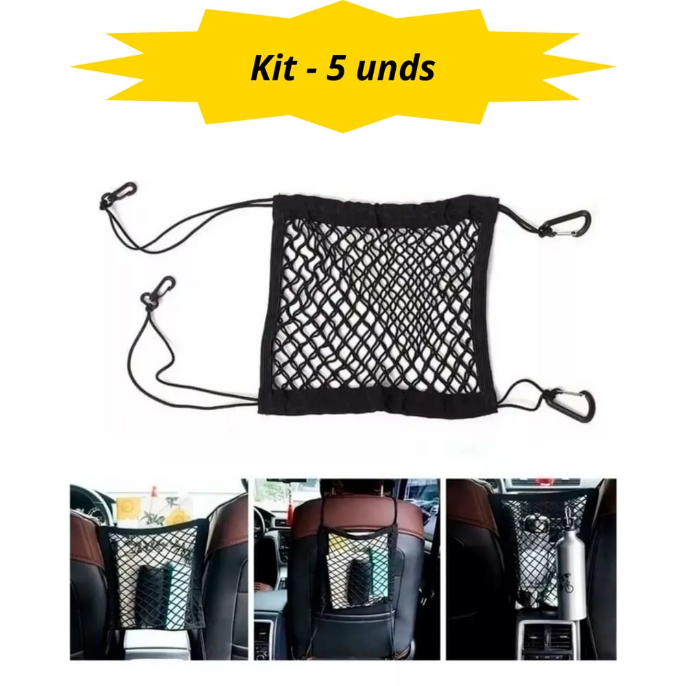 Kit 5 und Rede Organizadora para Carro 26x25cm na Solapa