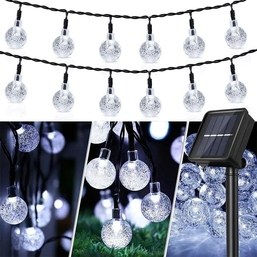 Corda Luz Natal LED Color 30 Bolas Cristal 6,5M Fio Verde