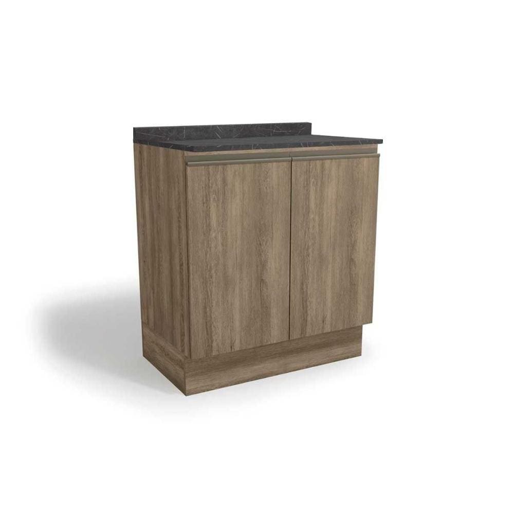 Balcão de Cozinha Modulado Maxxi G744 2 Portas c/Tampo 80cm Nogal/Cinzel - Kappesberg