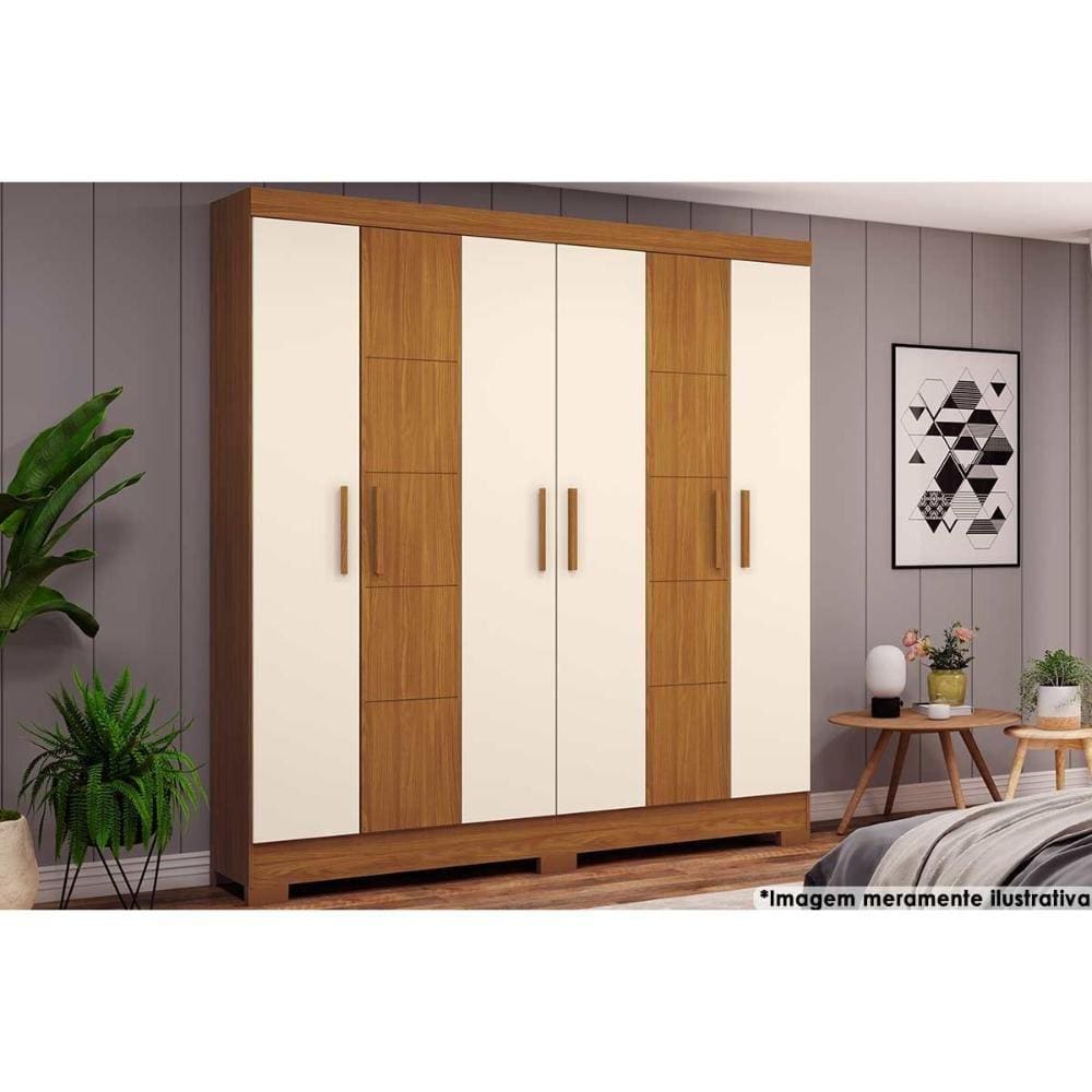 Guarda Roupa Casal 6 Portas e 2 Gavetas Briz B73 Nature/Off White - Henn