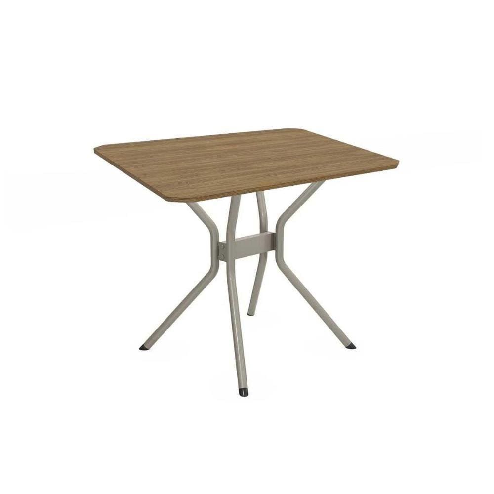Mesa de Sala Jantar Loire Aço c/Tampo Madeirado 90x90cm Nogueira/Niquel - Kappesberg