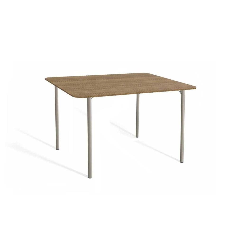 Mesa de Sala Jantar Sena Aço c/Tampo Madeirado 136x90cm Niquel/Nogueira - Kappesberg