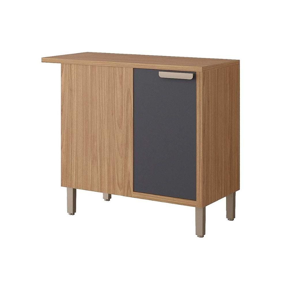 Gabinete de Cozinha Modulado Balcão Eloise Canto Direita/Esquerda c/1 Porta e Tampo 92cm Freijo/Titanium - MGM