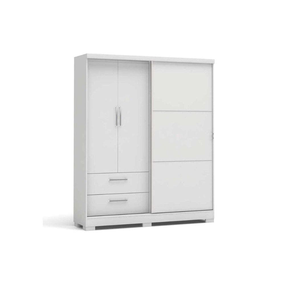 Guarda Roupa Solteiro 3 Portas (1 de Correr) e 2 Gavetas C533 Freijó - Kappesberg