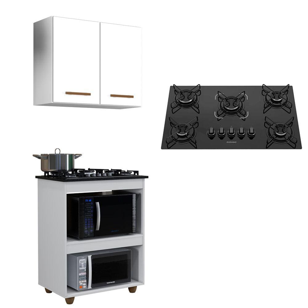 Kit Cozinha Balcão Armário Turim e Cooktop 5 Bocas Itatiaia