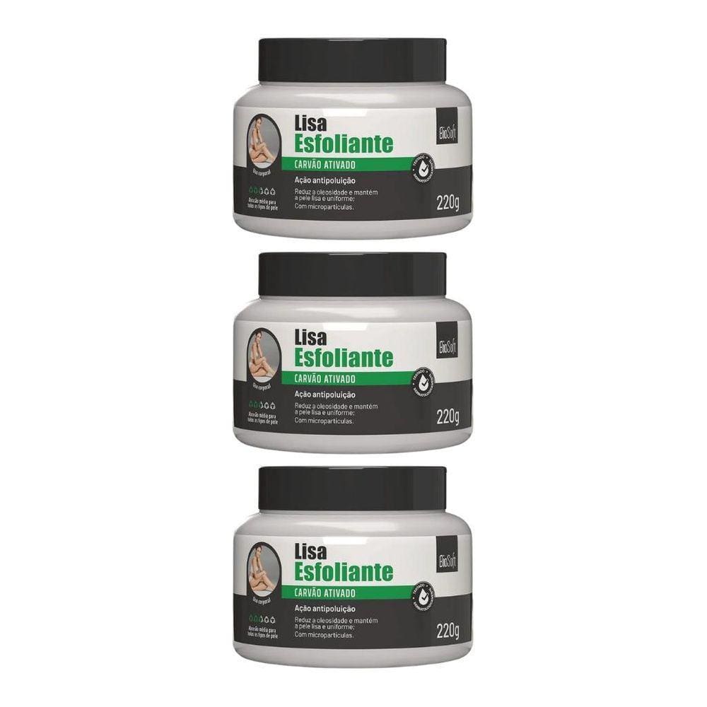 Creme Pés Soft Hair Esfol Carvao Ativ 220G - Kit Com 3Un