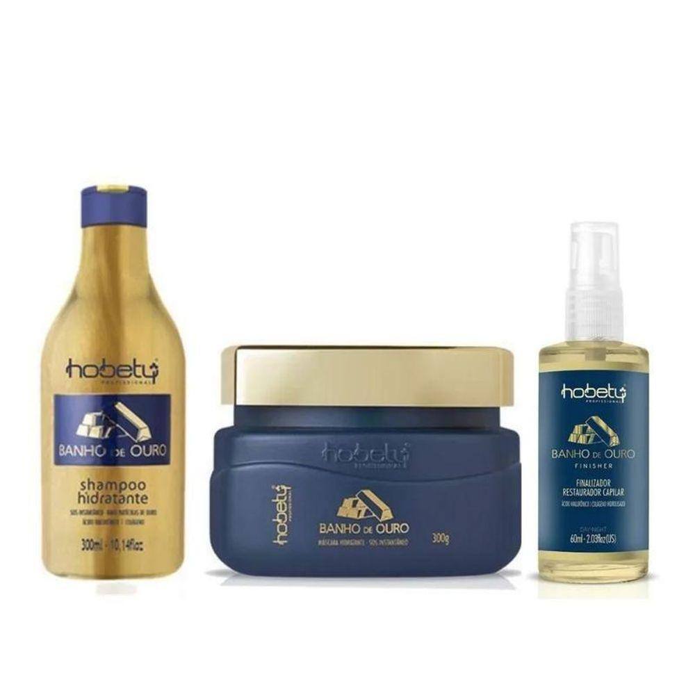 Hobety Kit Banho De Ouro Shampoo Mascara E Finalizador