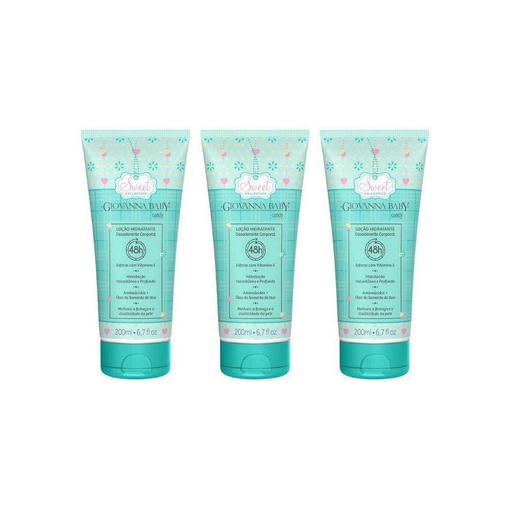 Hidratante Corporal Giovanna Baby 200Ml Candy Verde - Kit3Un