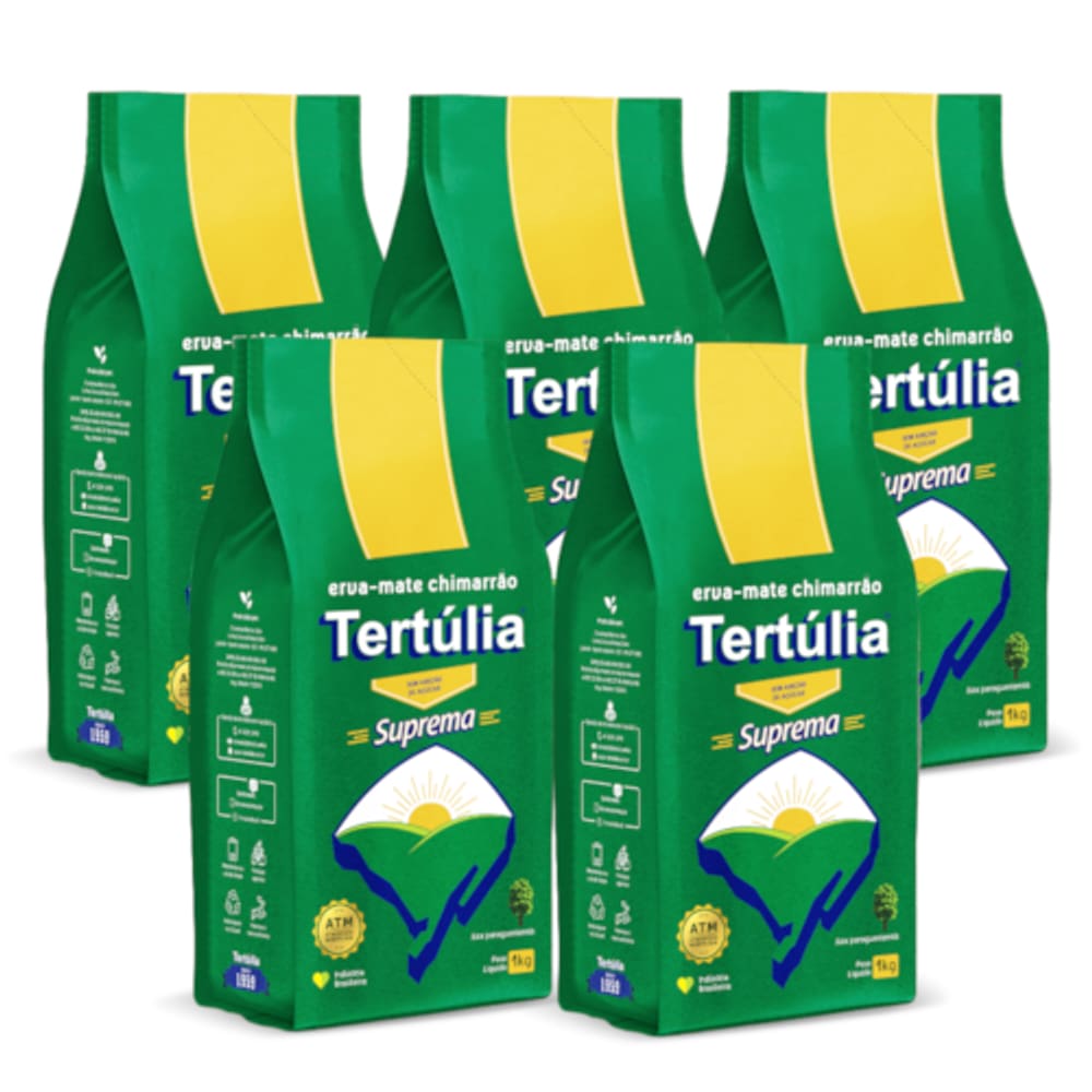 Erva-Mate SUPREMA para Chimarrão Tertúlia 1kg Kit com 5
