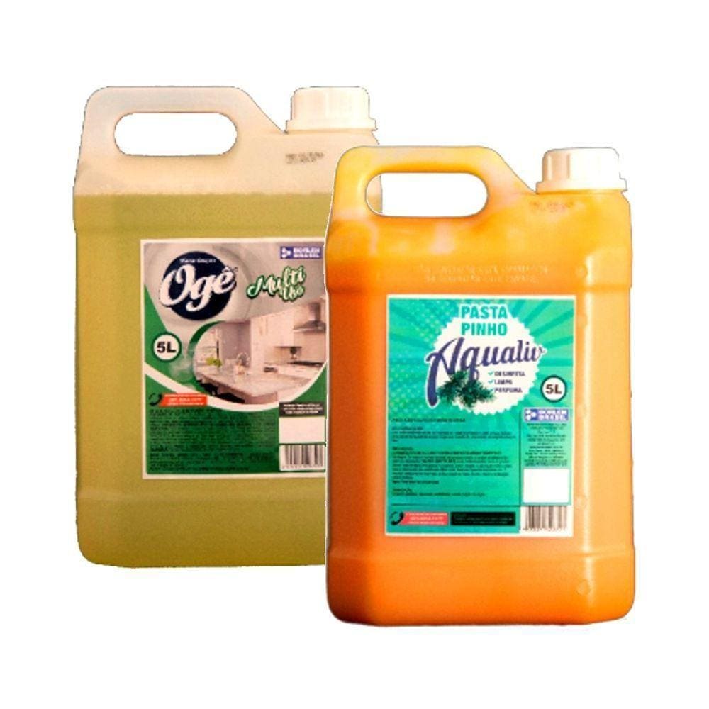 Kit Multiuso Ogê Brilho Concentrado E Pasta Pinho Aqualiv 5L