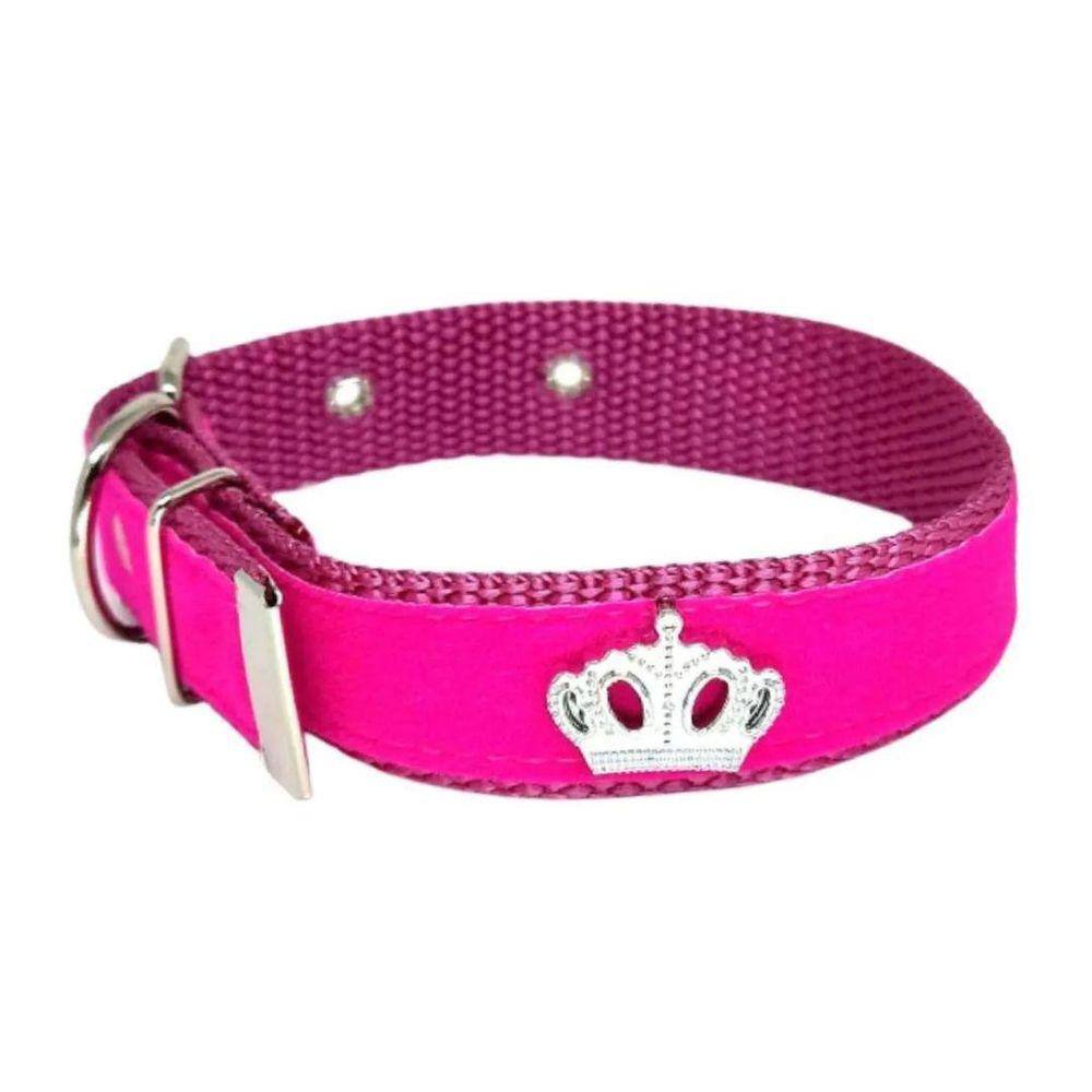 Coleira De Camurça Aplique 25Mm Cachorro Nicapet Rosa Nº 5